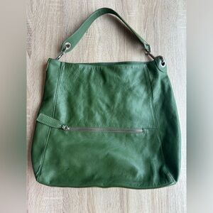 Garnet Hill Forest Green Leather Shoulder Bag